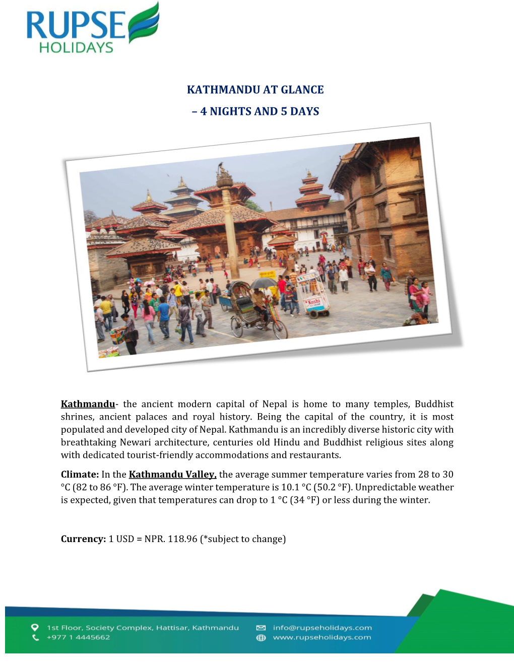 Kathmandu at Glance – 4 Nights and 5 Days