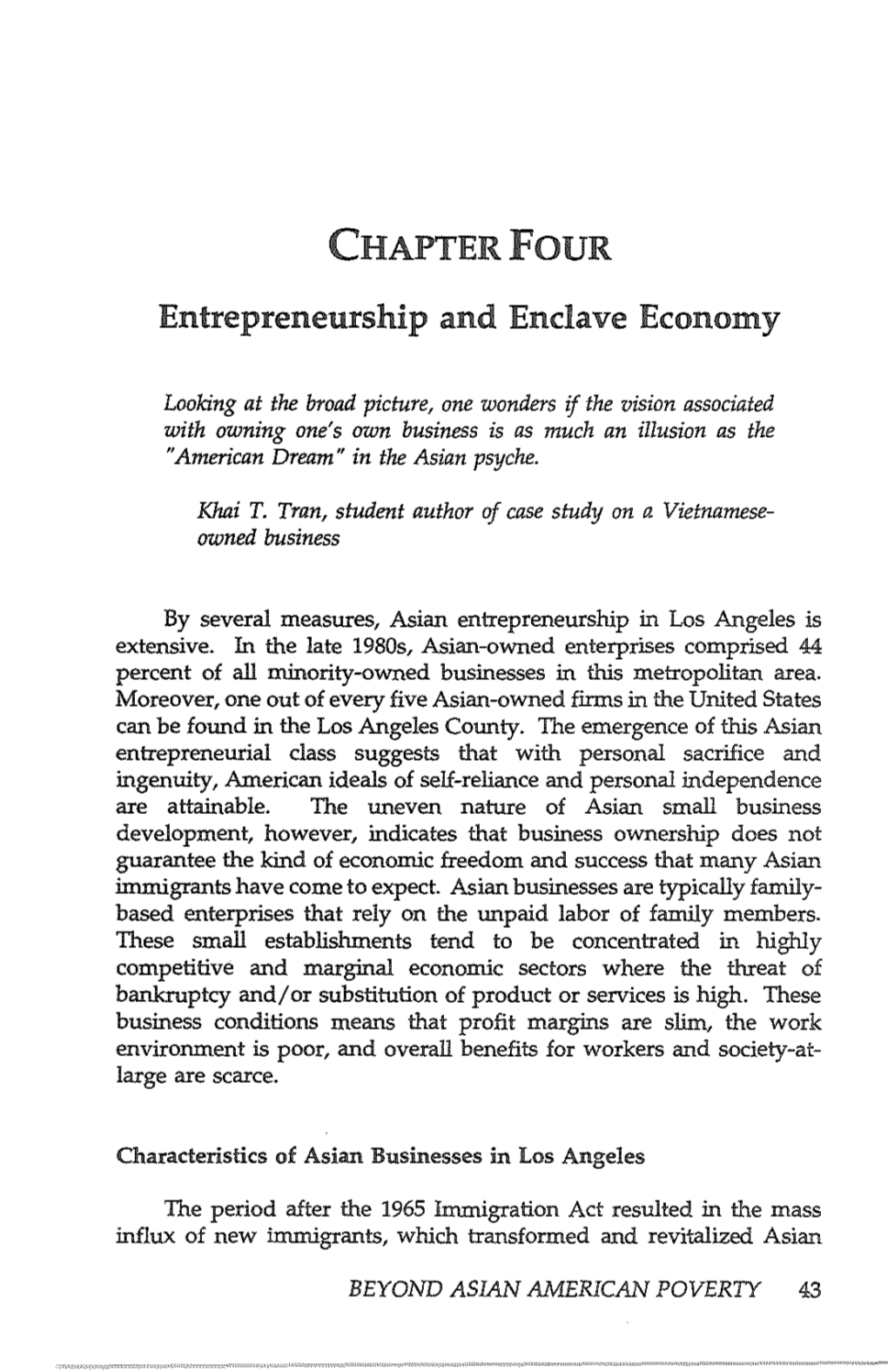 CHAPTER FOUR Entrepreneurship and Enclave Economy