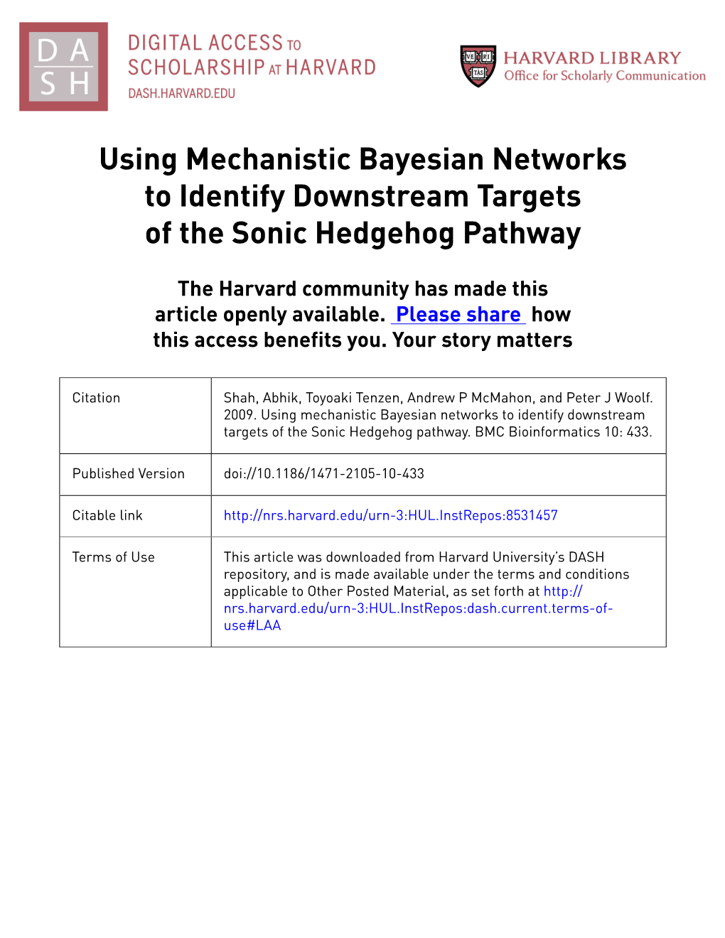Using Mechanistic Bayesian Networks to Identify Downstream Targets of the Sonic Hedgehog Pathway