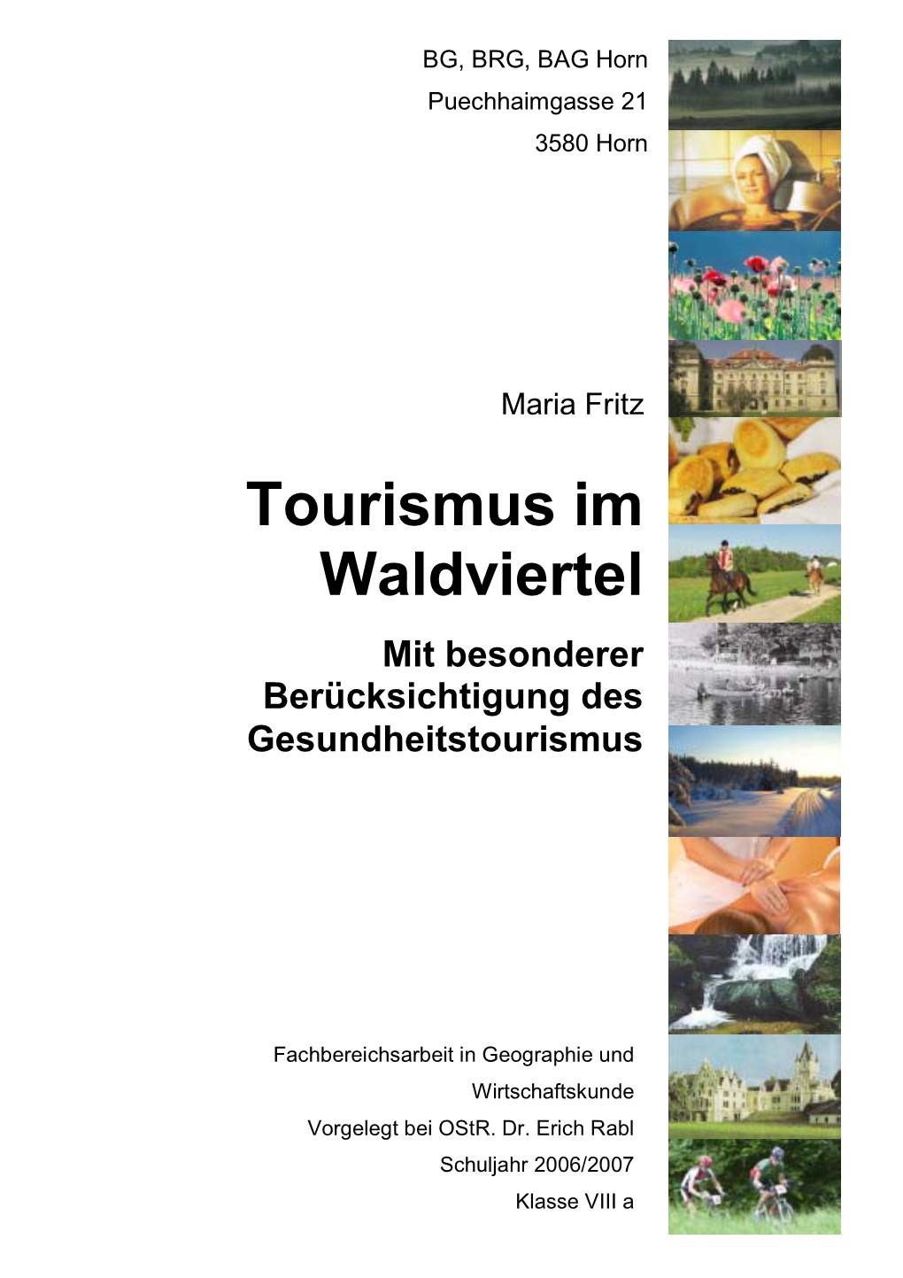 Tourismus Im Waldviertel Mit Besonderer Berücksichtigung Des Gesundheitstourismus