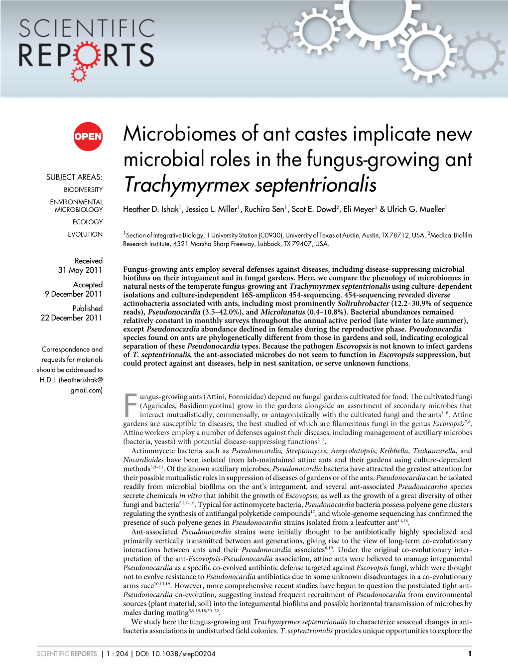 Microbiomes of Ant Castes Implicate New Microbial Roles in the Fungus