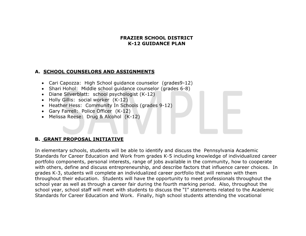 K-12 Career Guidance Plan