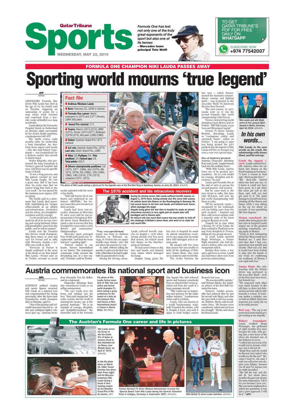 Sporting World Mourns ‘True Legend’