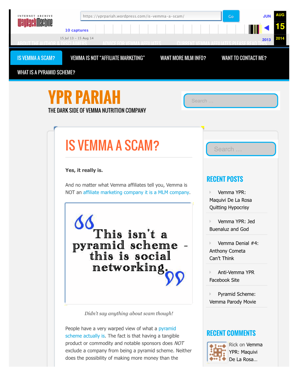 YPR Pariah | Is Vemma a Scam?