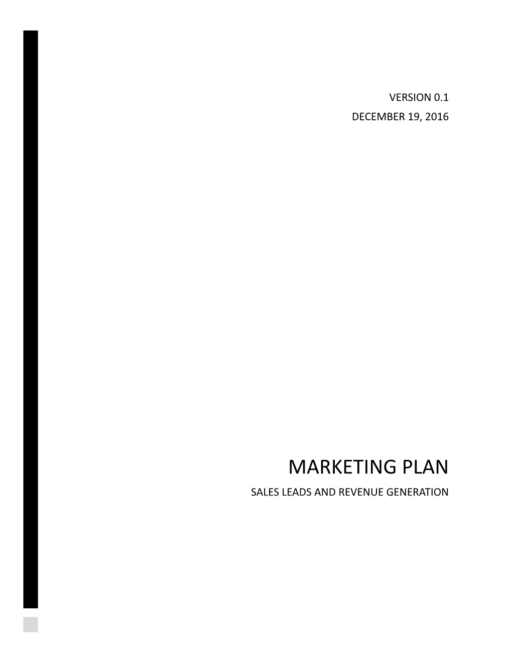 Marketing Plan Sales Leads and Revenue Generation