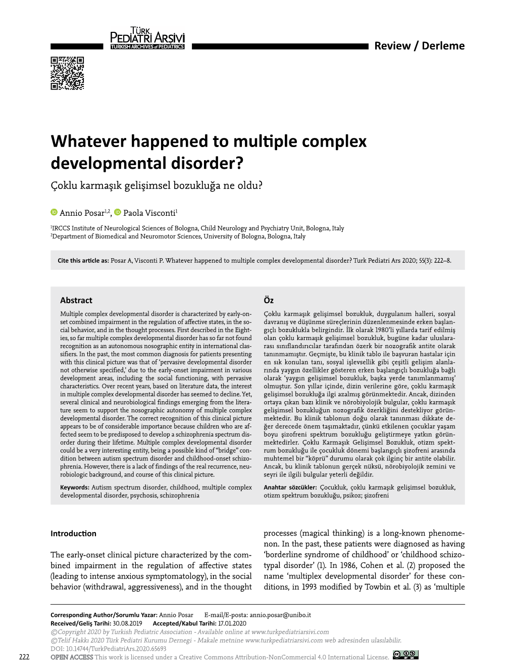 Whatever Happened to Multiple Complex Developmental Disorder? Çoklu Karmaşık Gelişimsel Bozukluğa Ne Oldu?