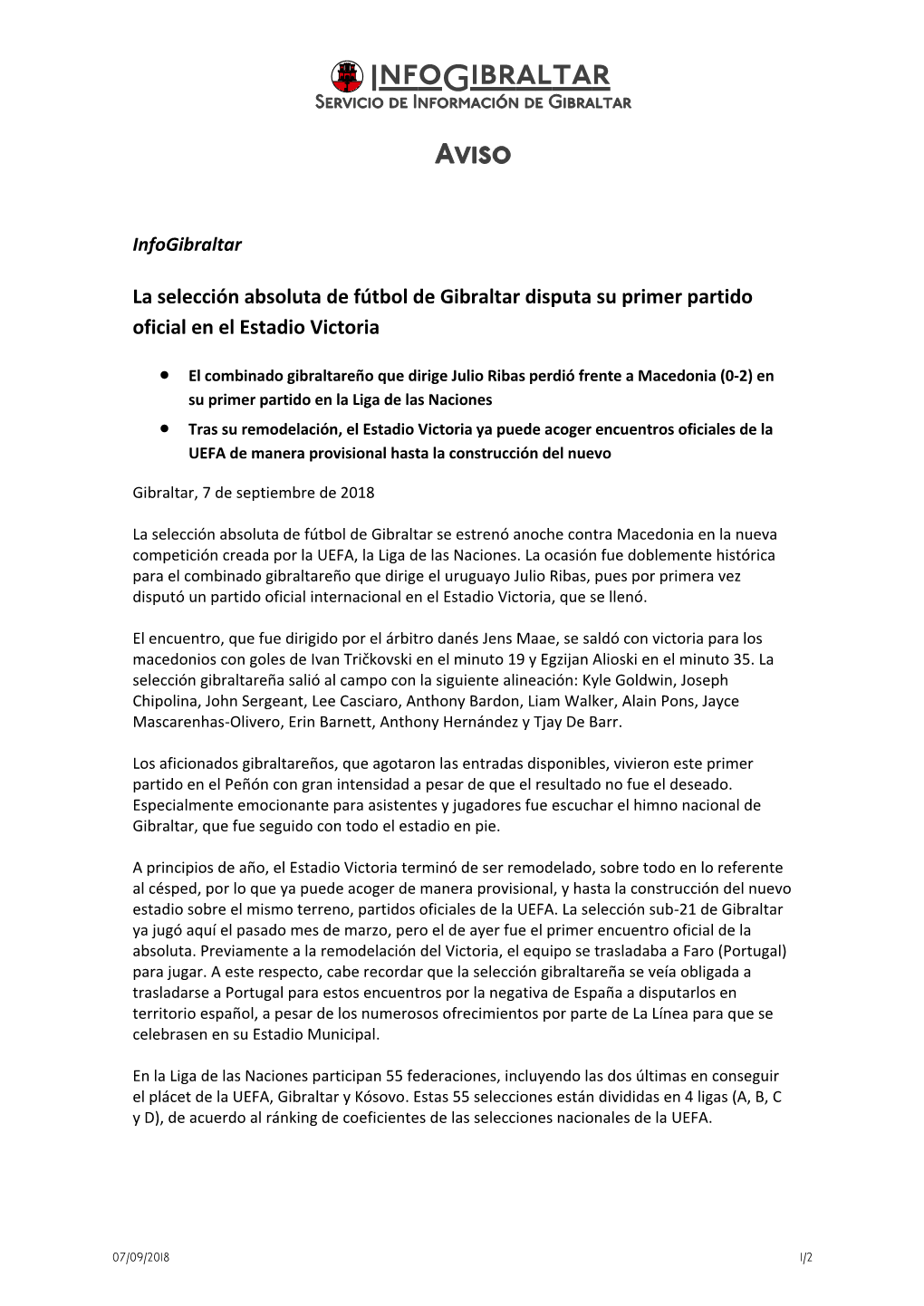 180907 A054 La Selección Absoluta De Fútbol De Gibraltar