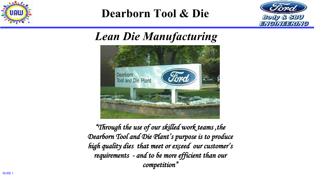 Dearborn Tool & Die Lean Die Manufacturing