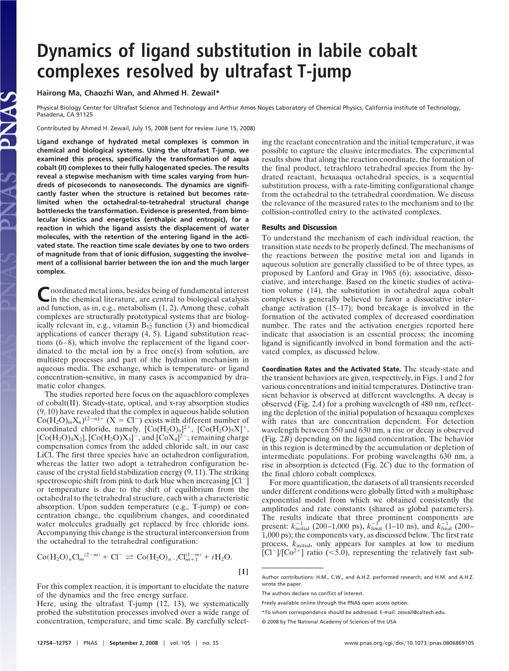 Dynamics of Ligand Substitution in Labile Cobalt Complexes Resolved by Ultrafast T-Jump