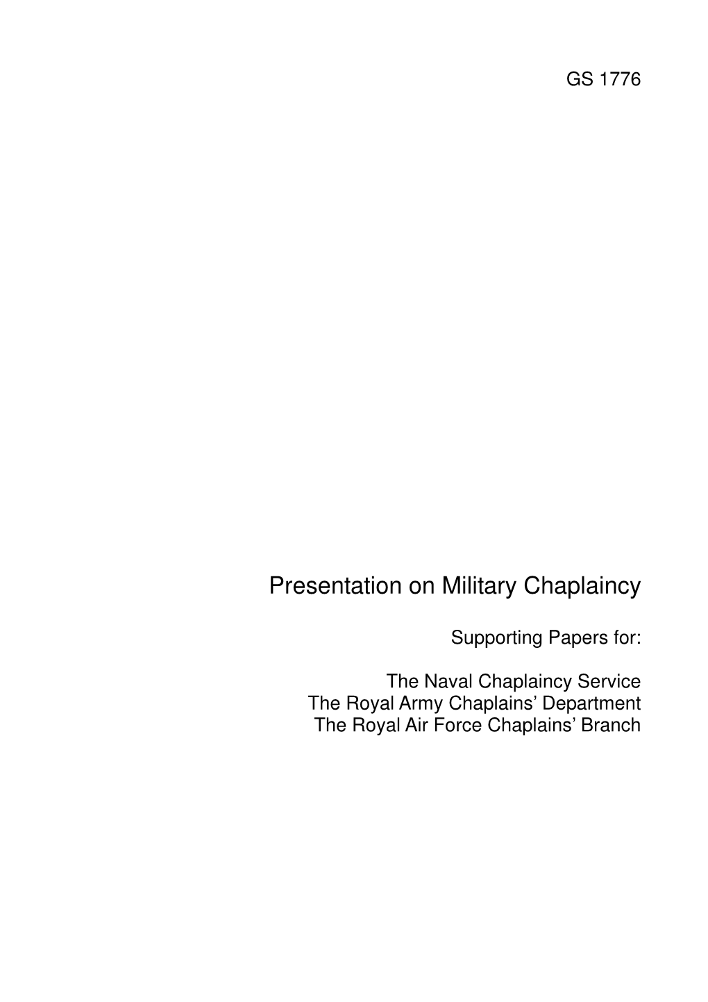 Presentation on Military Chaplaincy