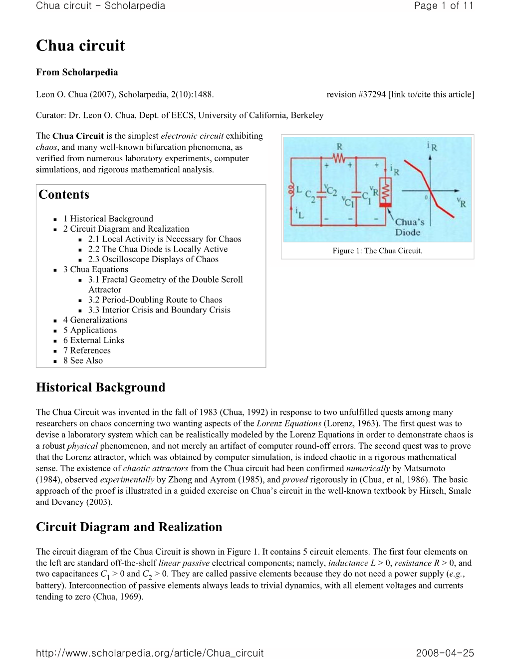 Chua Circuit - Scholarpedia Page 1 of 11