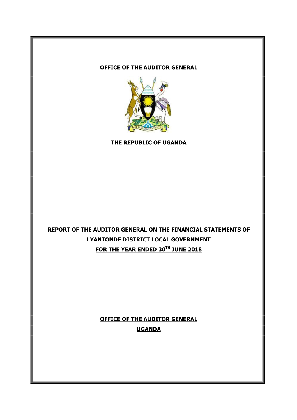 Office of the Auditor General the Republic of Uganda