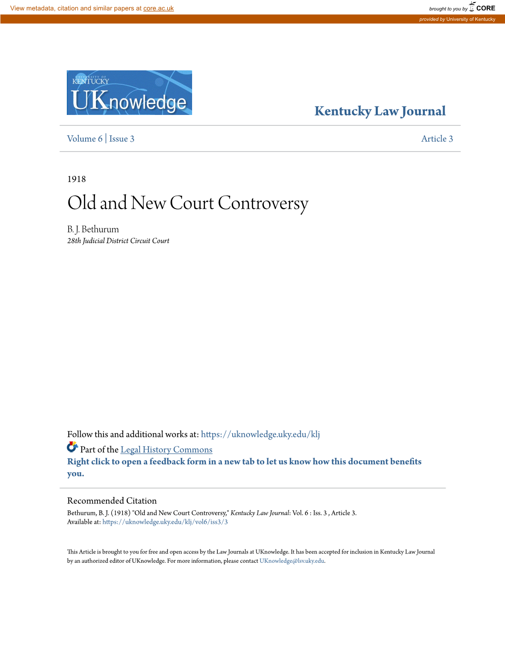 Old and New Court Controversy B