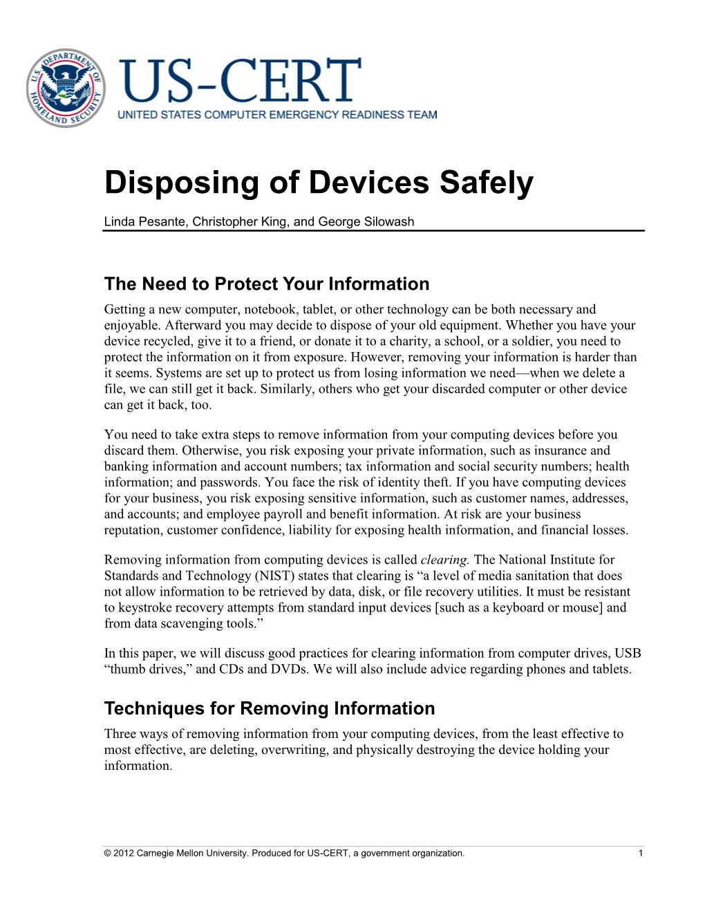 Disposing of Devices Safely