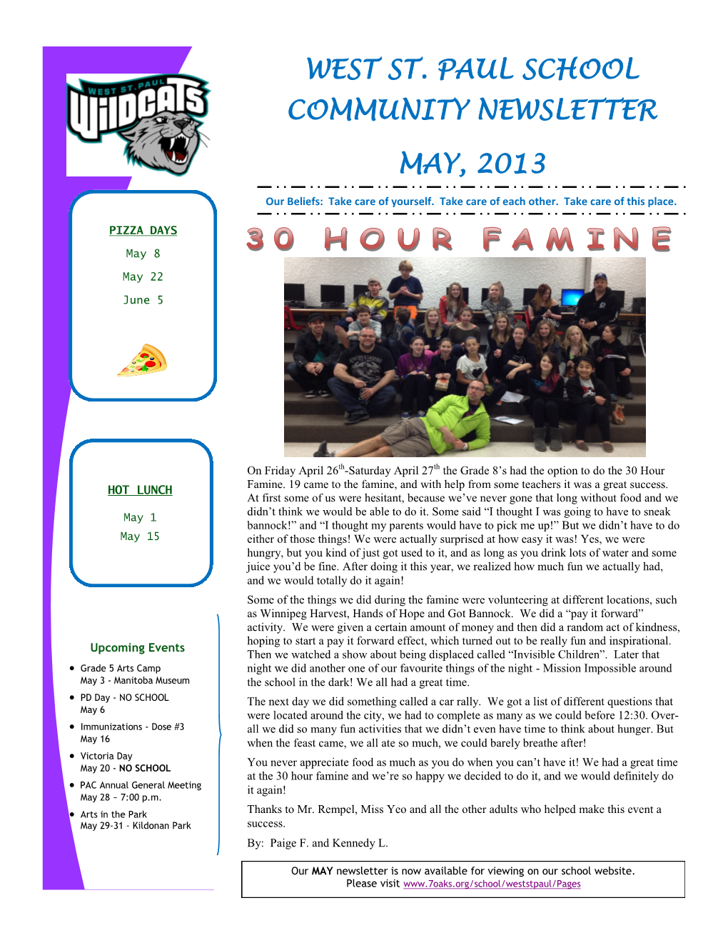 West St. Paul School Community Newsletter May