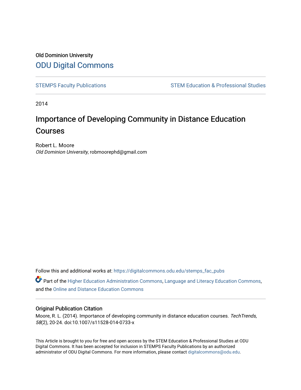 Importance of Developing Community in Distance Education Courses