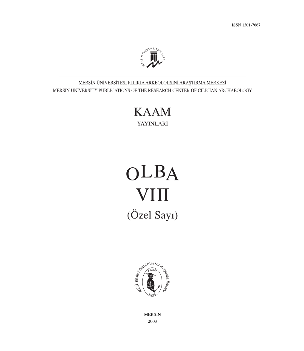 OLBA VIII (Özel Say›)