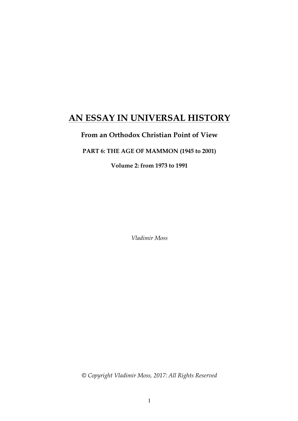 An Essay in Universal History