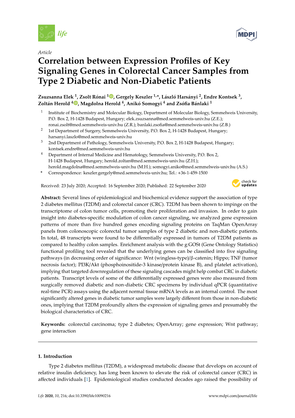 Correlation Between Expression Profiles of Key Signaling Genes in Colorectal Cancer Samples from Type 2 Diabetic and Non-Diabeti