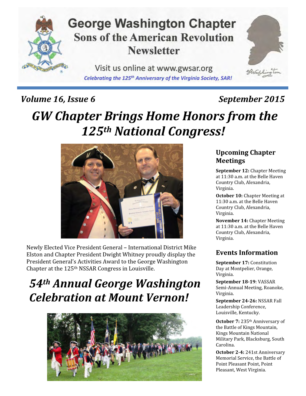 GW Chapter Brings Home Honors from the 125Th National Congress!