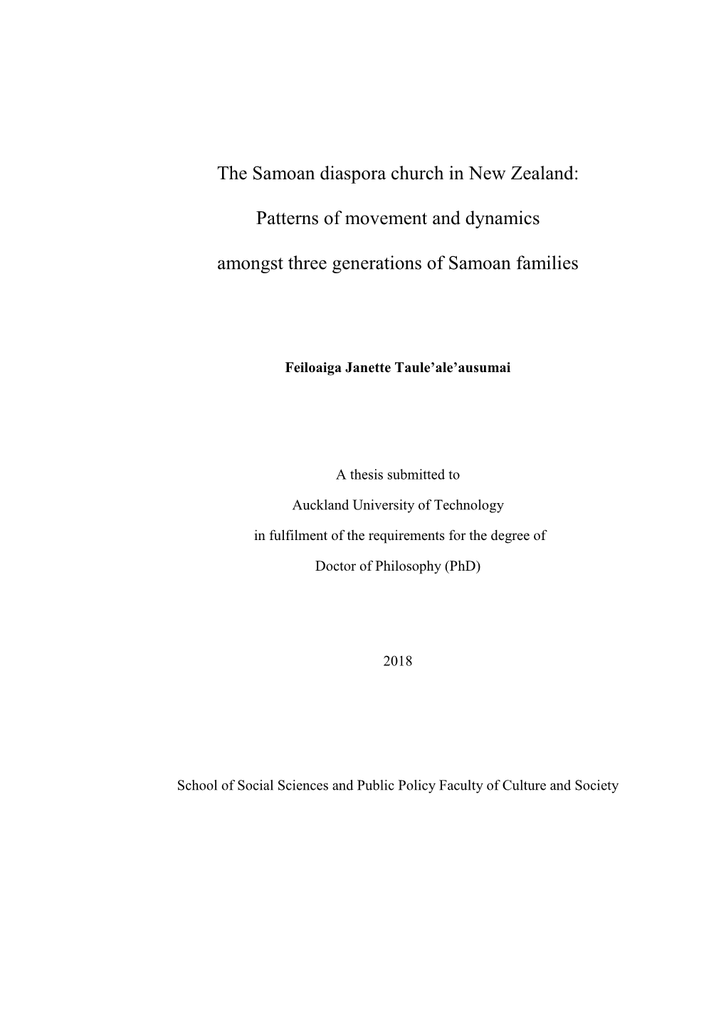 The Samoan Diaspora Church in New Zealand