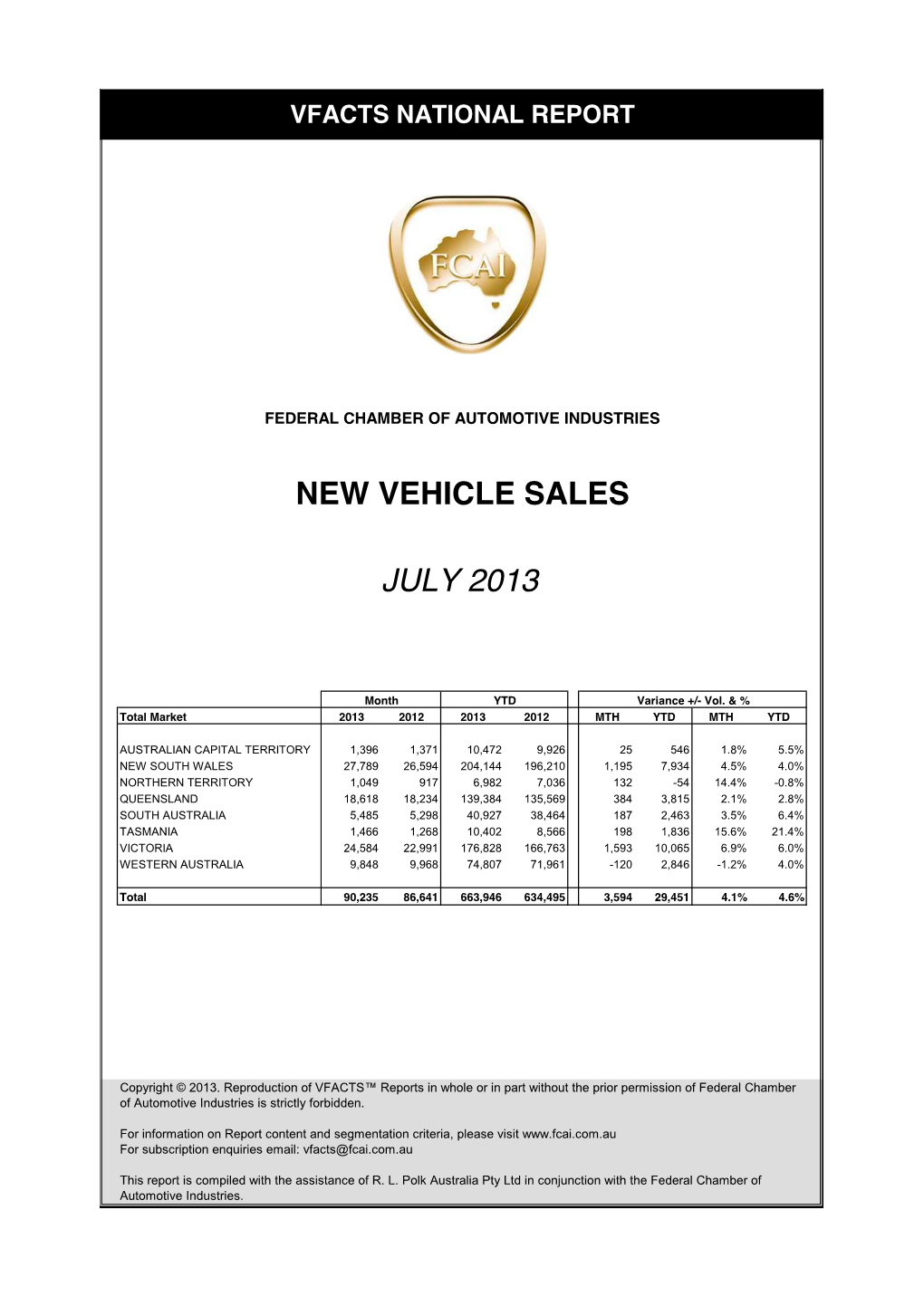 New Vehicle Sales July 2013
