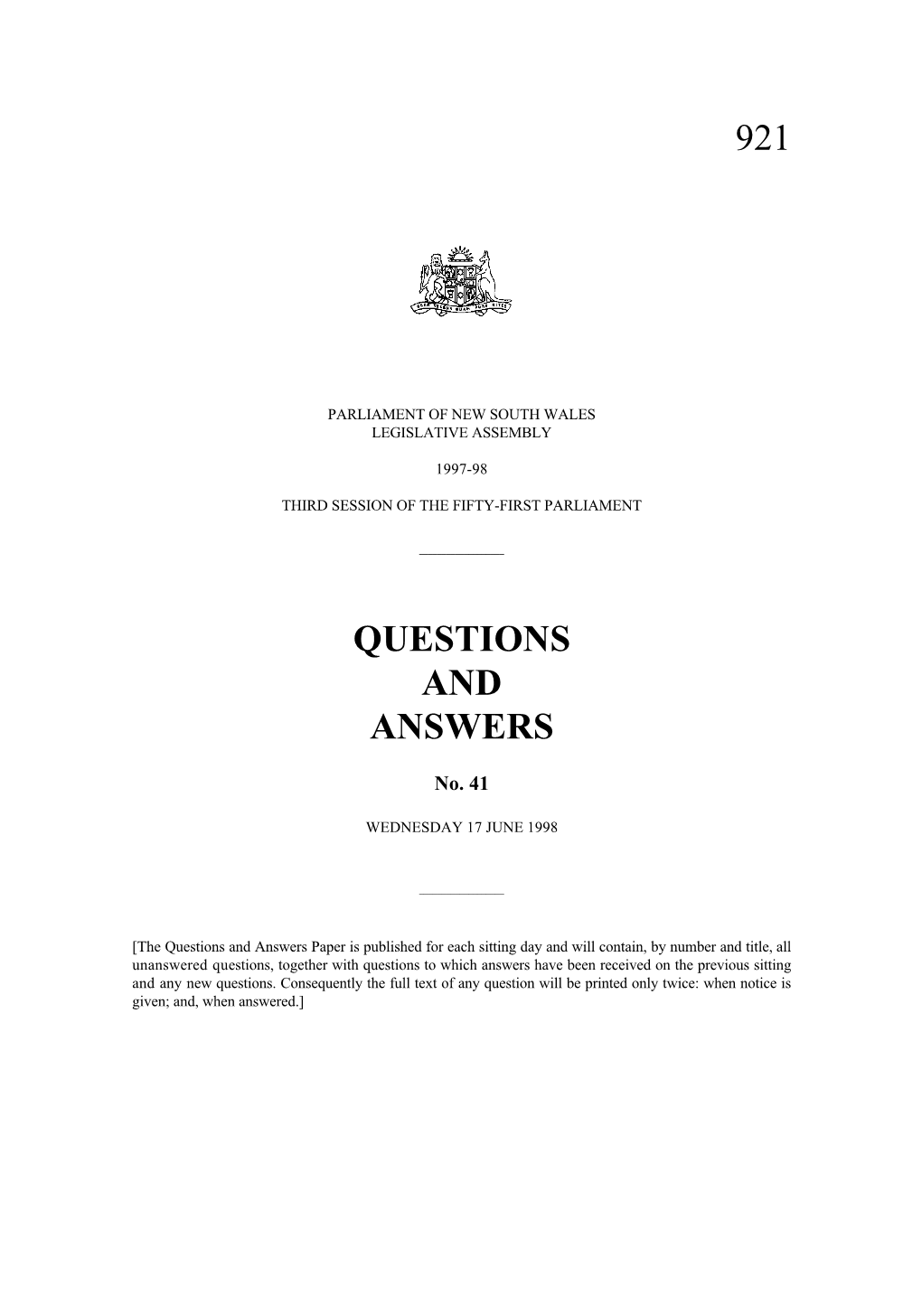 921 Questions and Answers