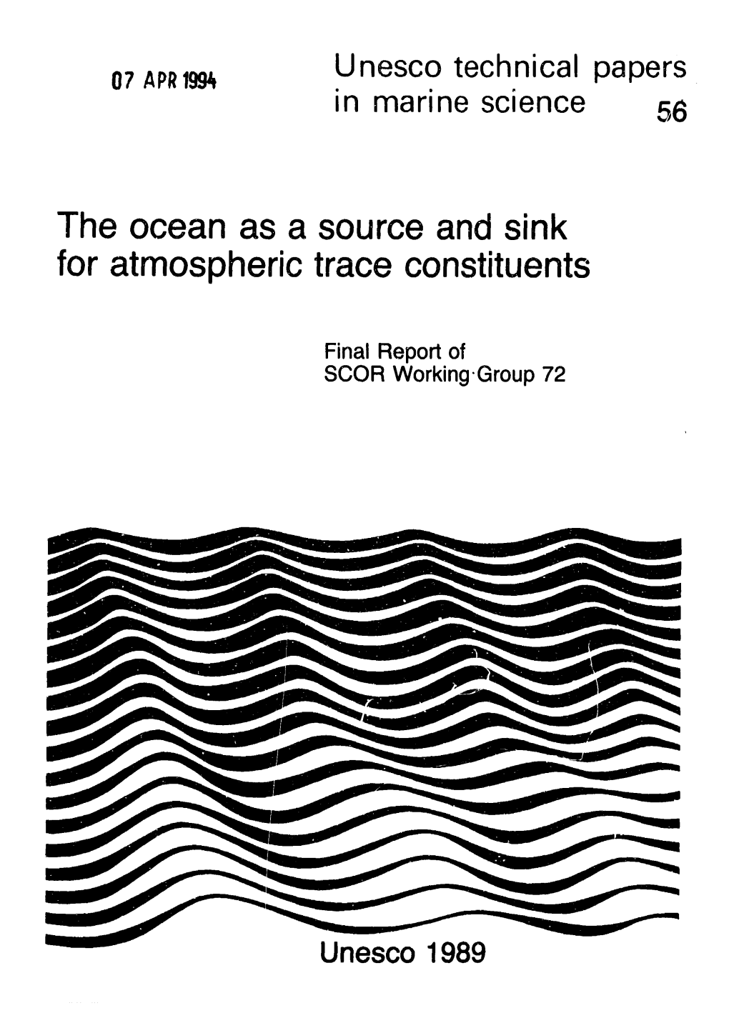 The Ocean As a Source and Sink for Atmospheric Trace Constituents; Final