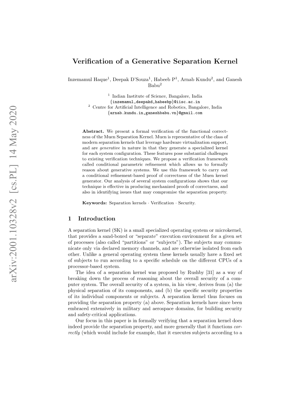 Arxiv:2001.10328V2 [Cs.PL] 14 May 2020 Puter System