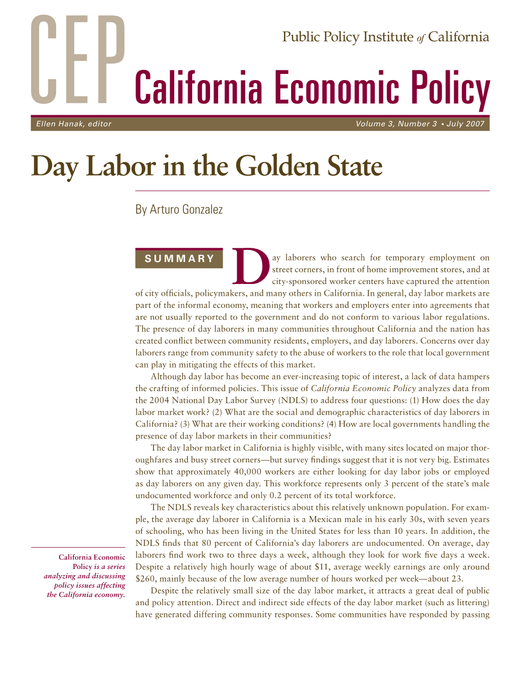 Cepcalifornia Economic Policy