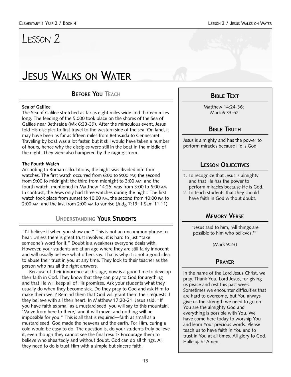 Jesus Walks on Water Lesson 2