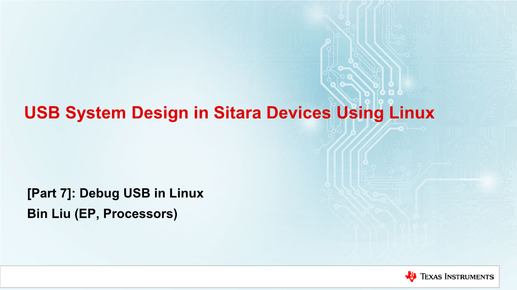 USB System Design in Sitara Devices Using Linux