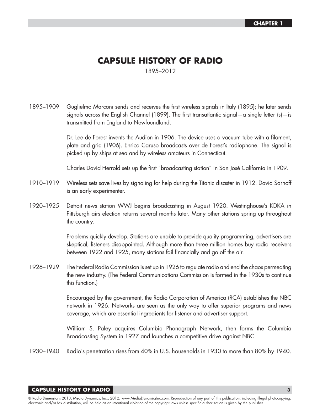 Capsule History of Radio 1895–2012