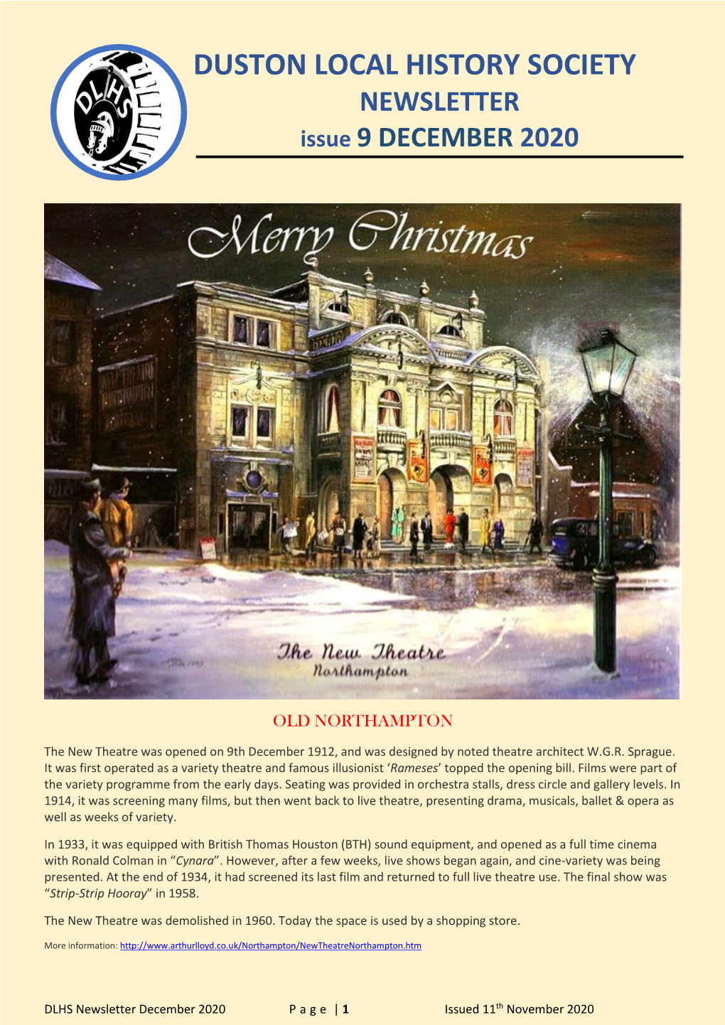 Duston Local History Society December Newsletter