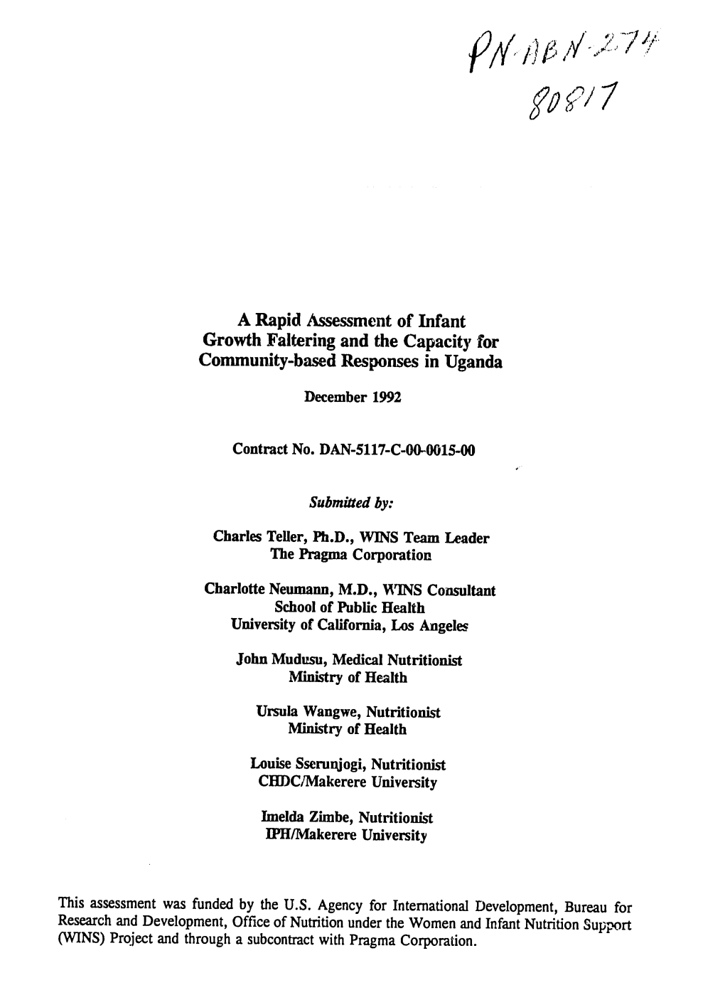 Growth Faltering and the Capacity for Community-Based Responses in Uganda