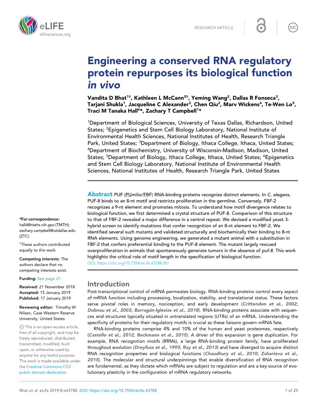 Engineering a Conserved RNA Regulatory Protein Repurposes Its