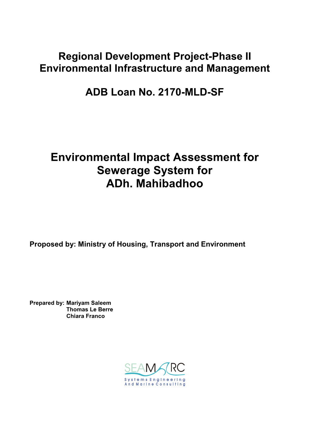 Environmental Impact Assessment for Sewerage System for Adh. Mahibadhoo