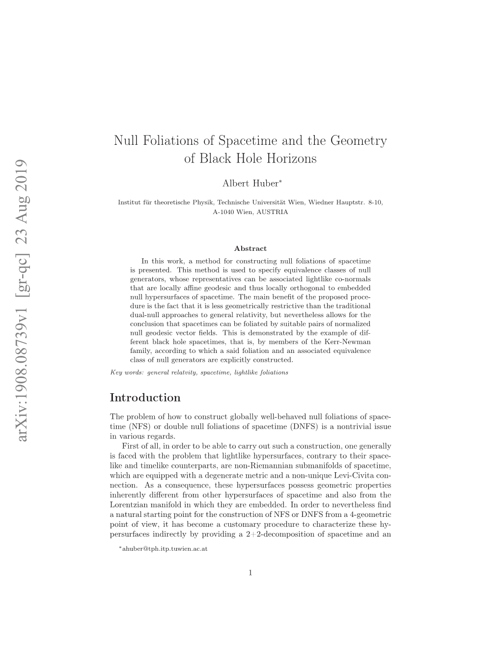 Null Foliations of Spacetime and the Geometry of Black Hole Horizons