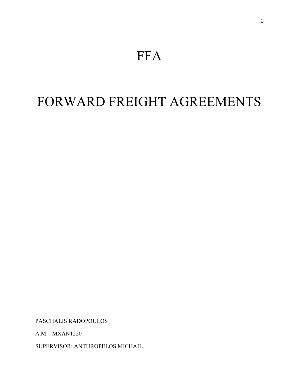 Ffa Forward Freight Agreements