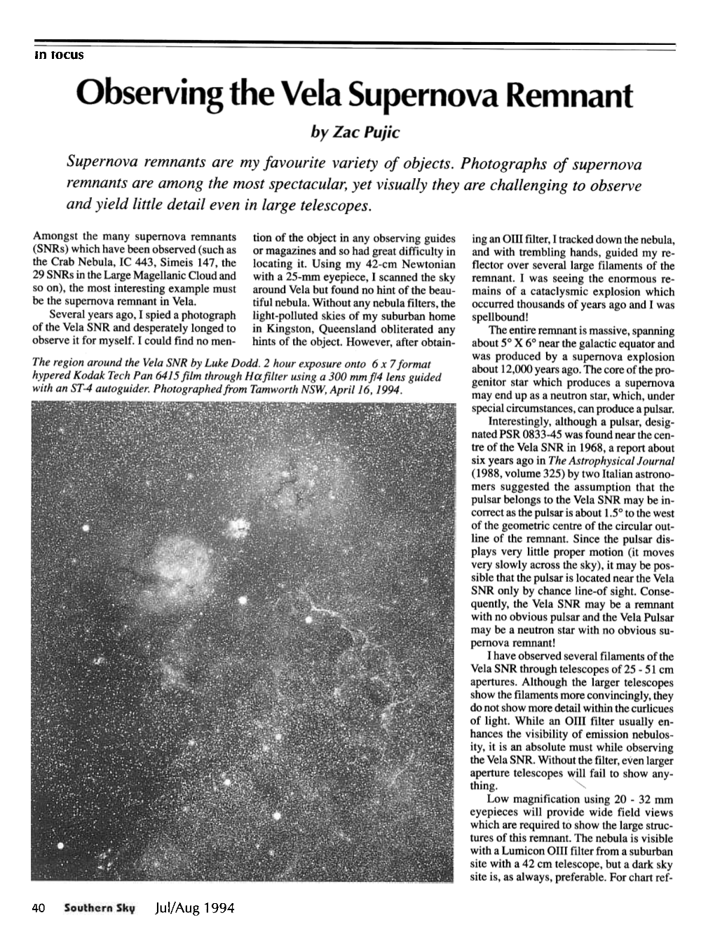 Observing the Vela Supernova Remnant