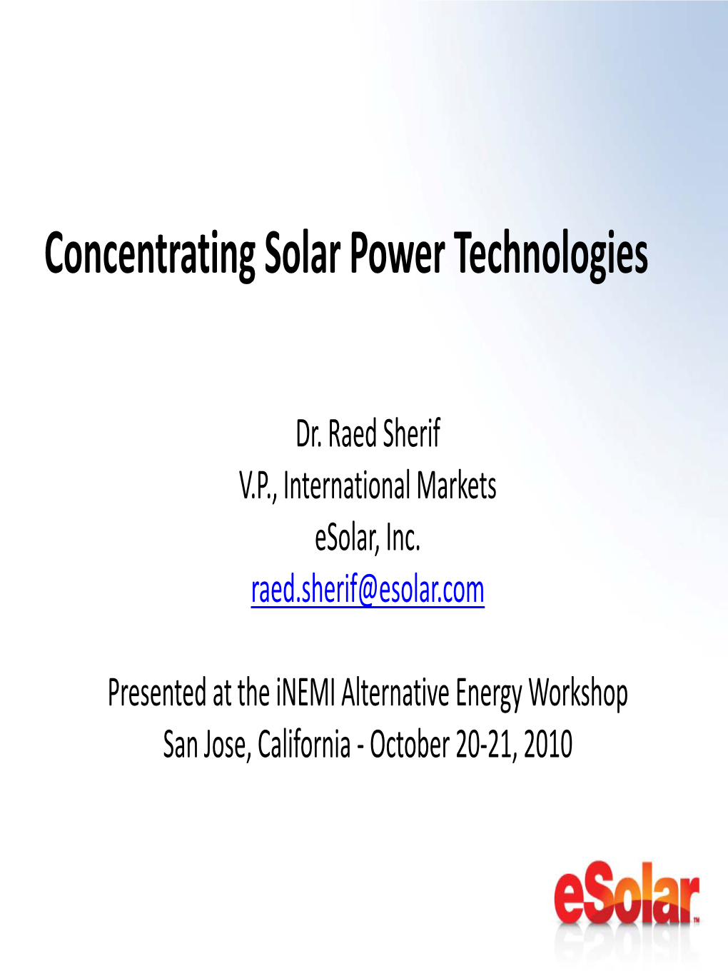 Concentrating Solar Power Technologies