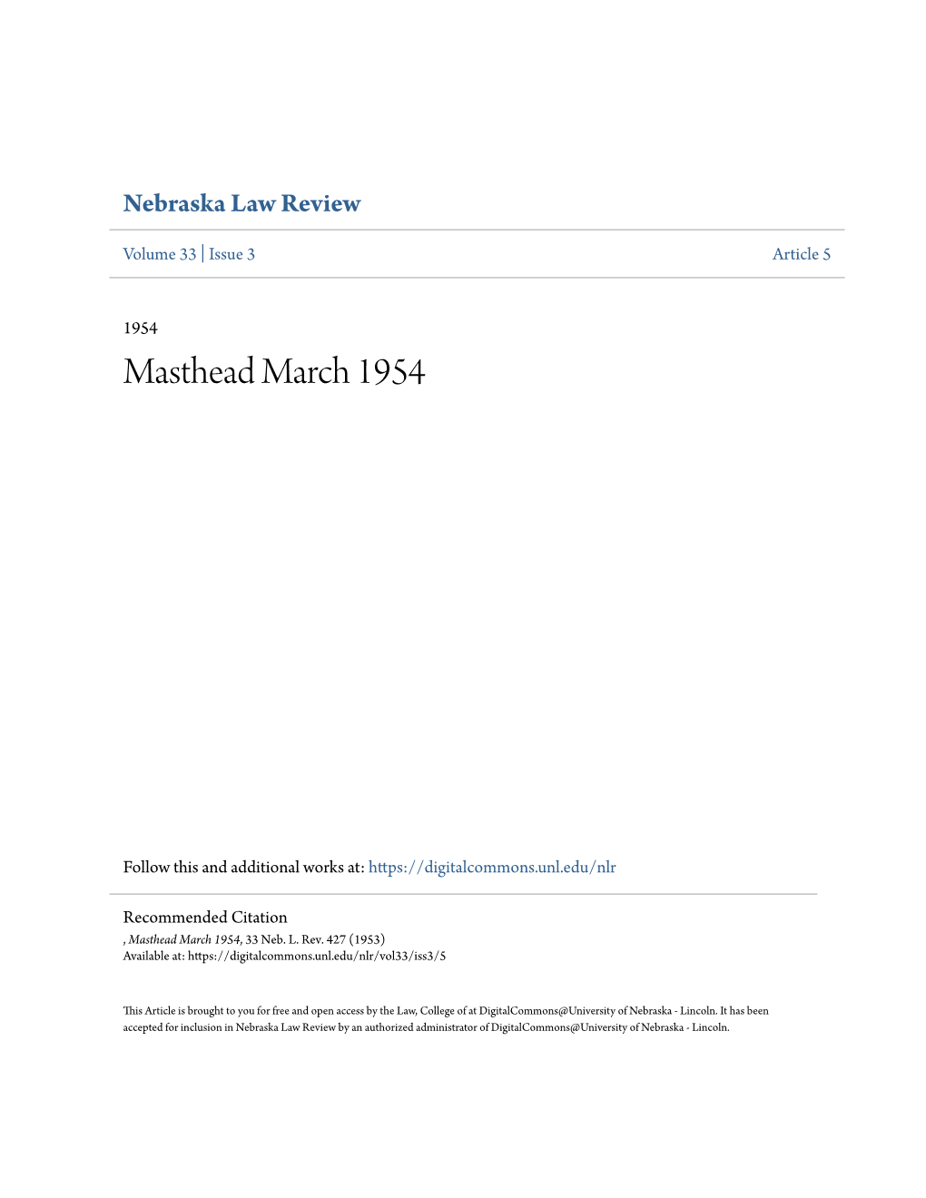 Masthead March 1954