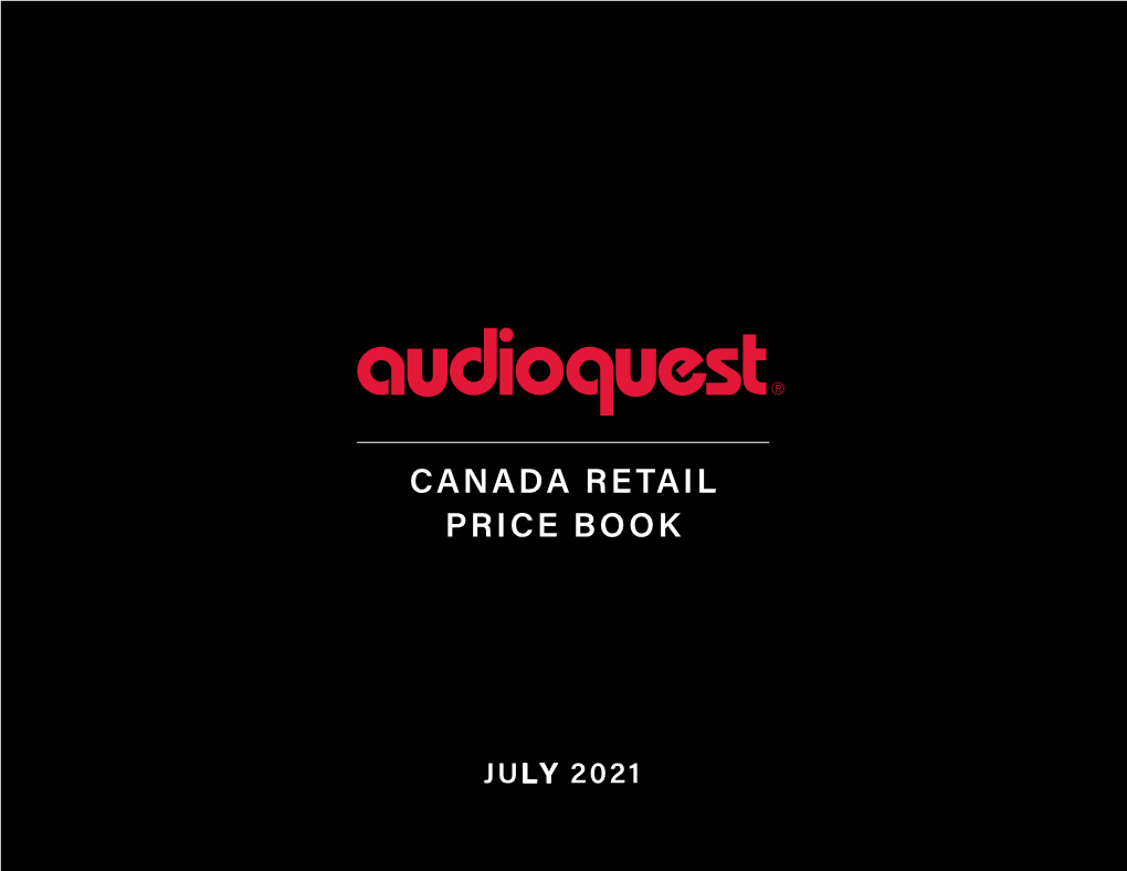 Audioquest Canada Retail Price Book