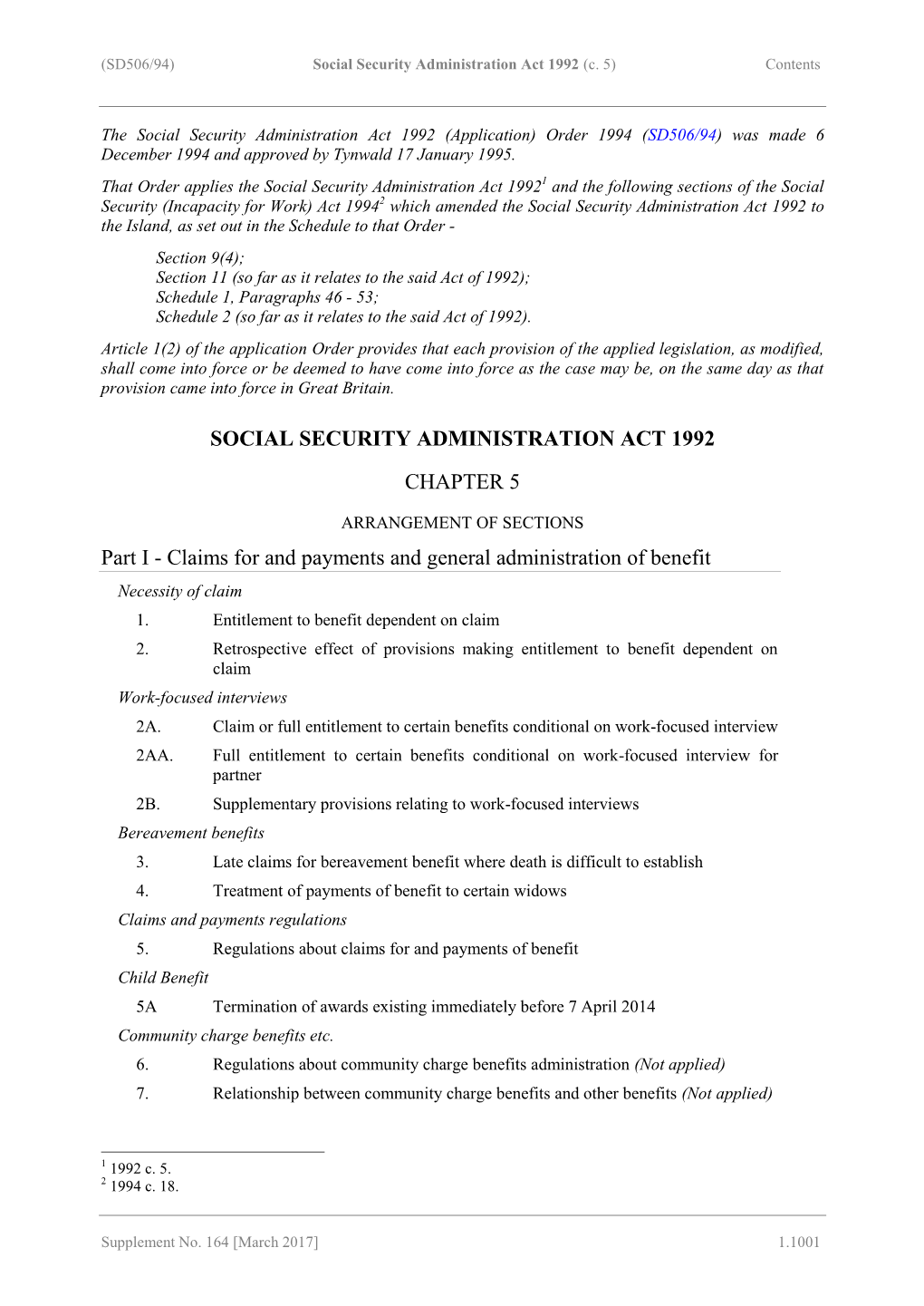 Social Security Administration Act 1992 (C. 5) Contents