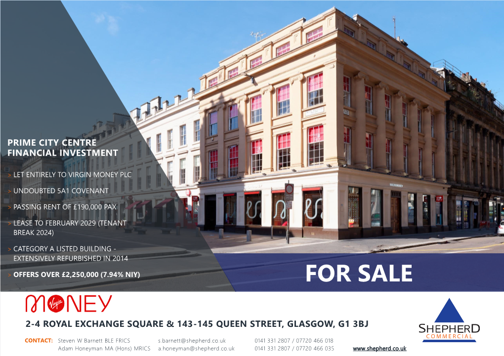 For Sale 2-4 Royal Exchange Square & 143-145 Queen Street