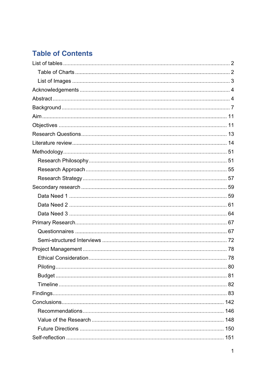 Table of Contents List of Tables