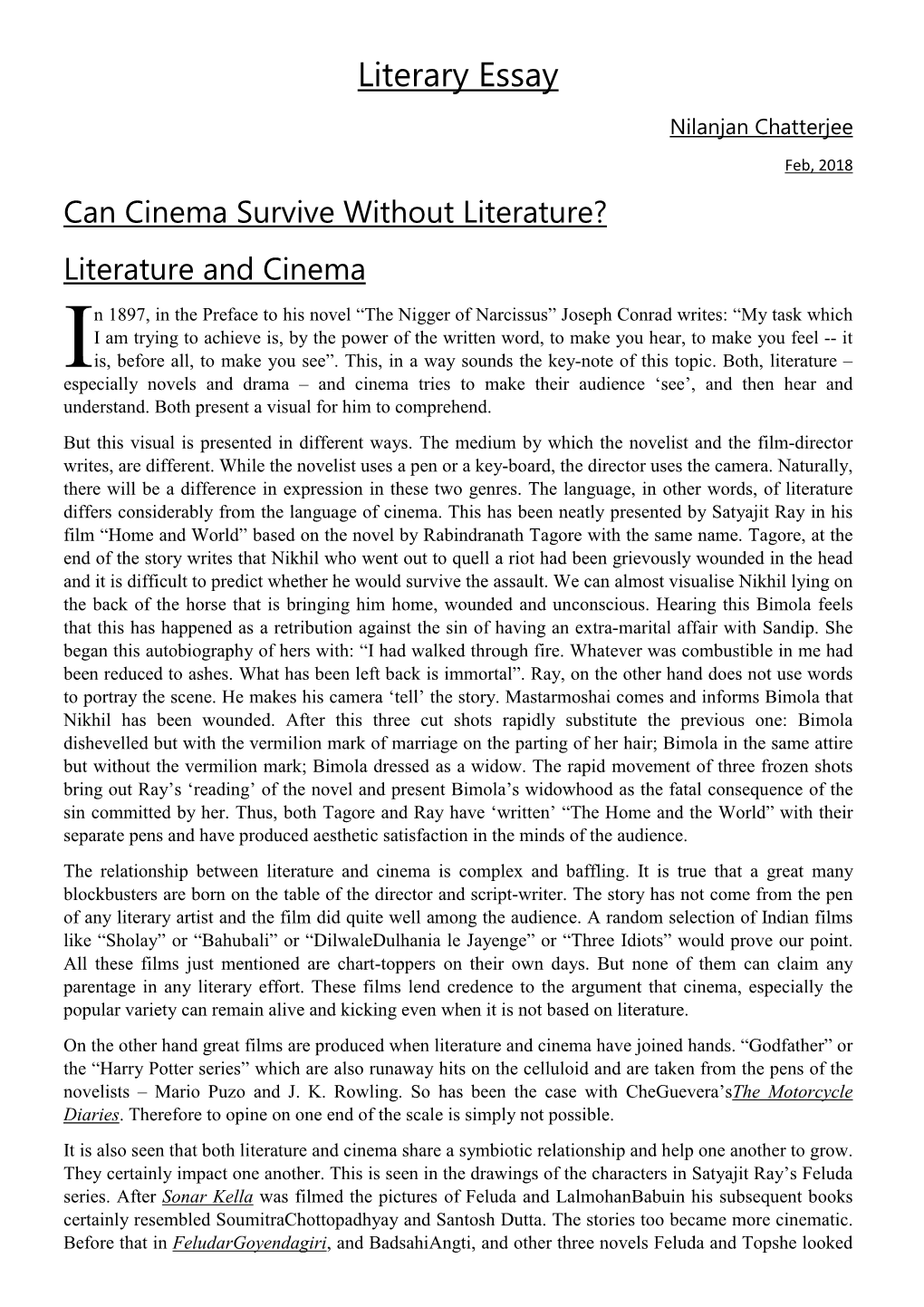 Can Cinema Survive Without Literature? Literature and Cinema