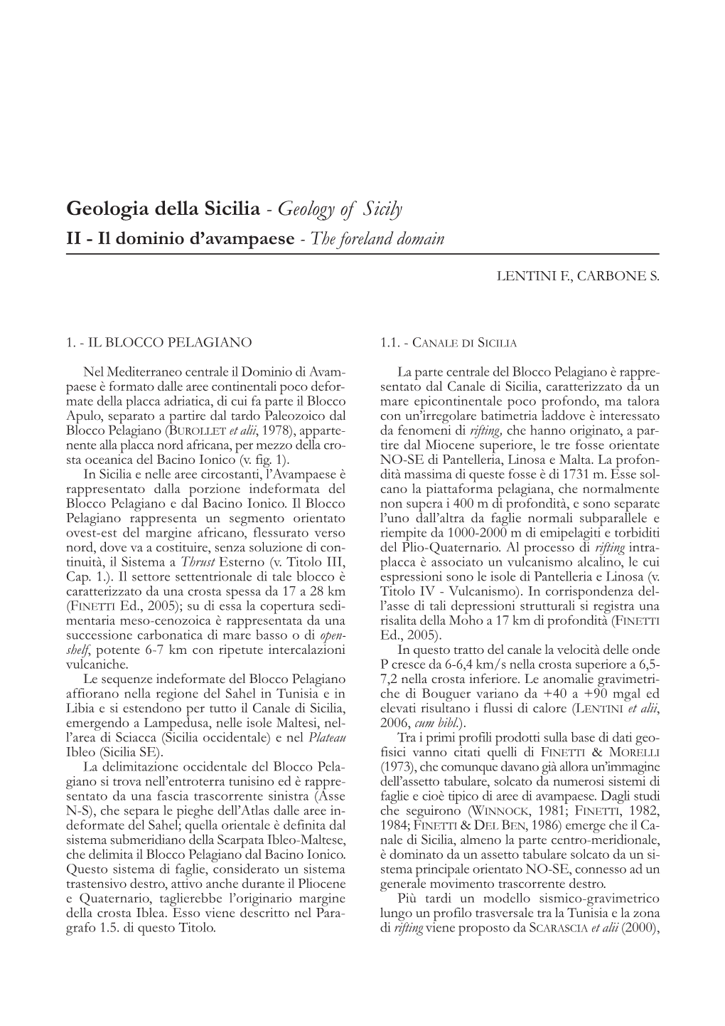 Geologia Della Sicilia - Geology of Sicily II - Il Dominio D’Avampaese - the Foreland Domain