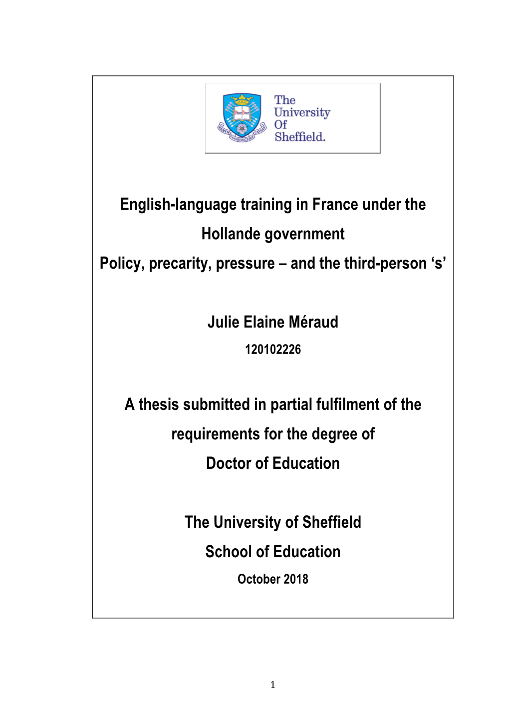 English-Language Training in France Under the Hollande Government Policy, Precarity, Pressure – and the Third-Person ‘S’