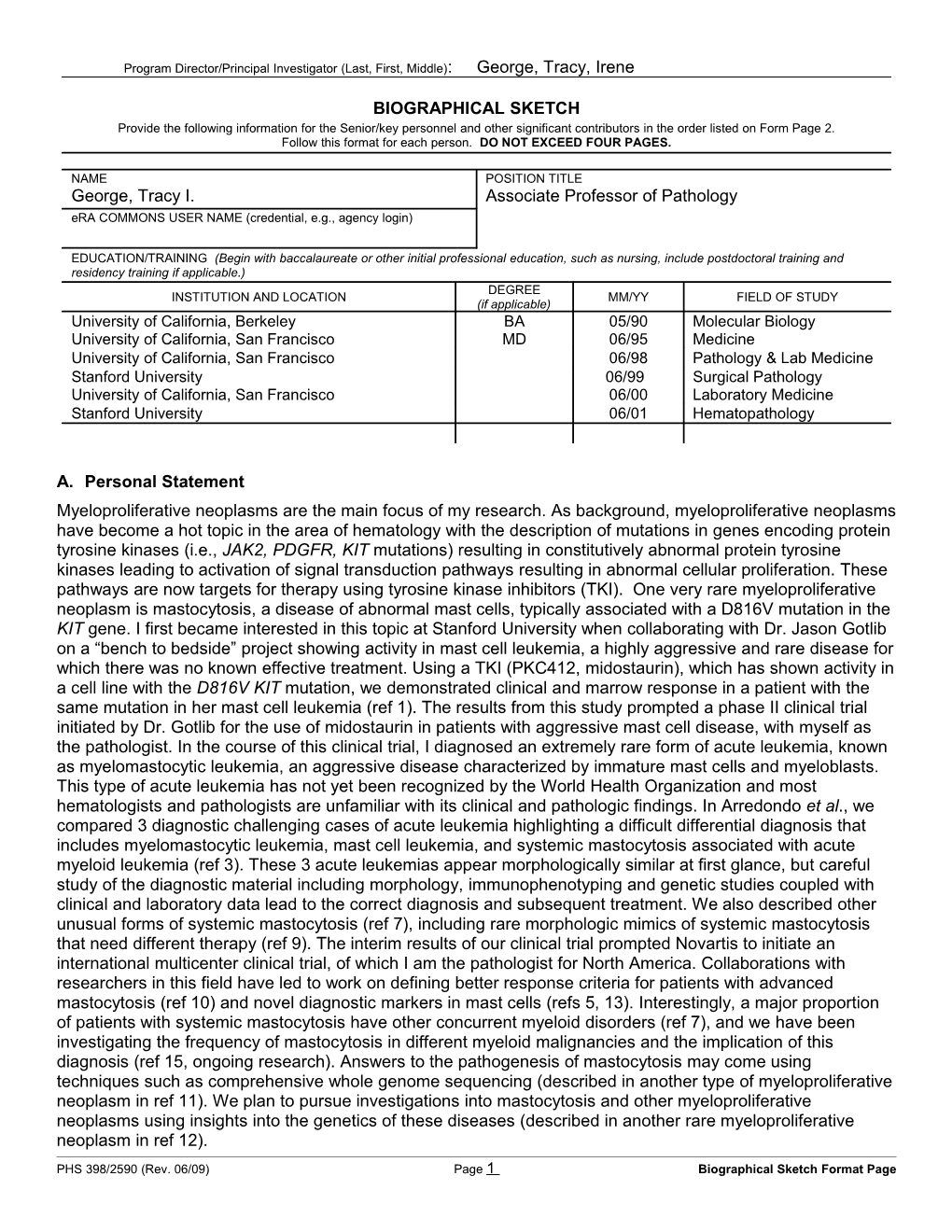 PHS 398/2590 (Rev. 06/09), Biographical Sketch Format Page s3